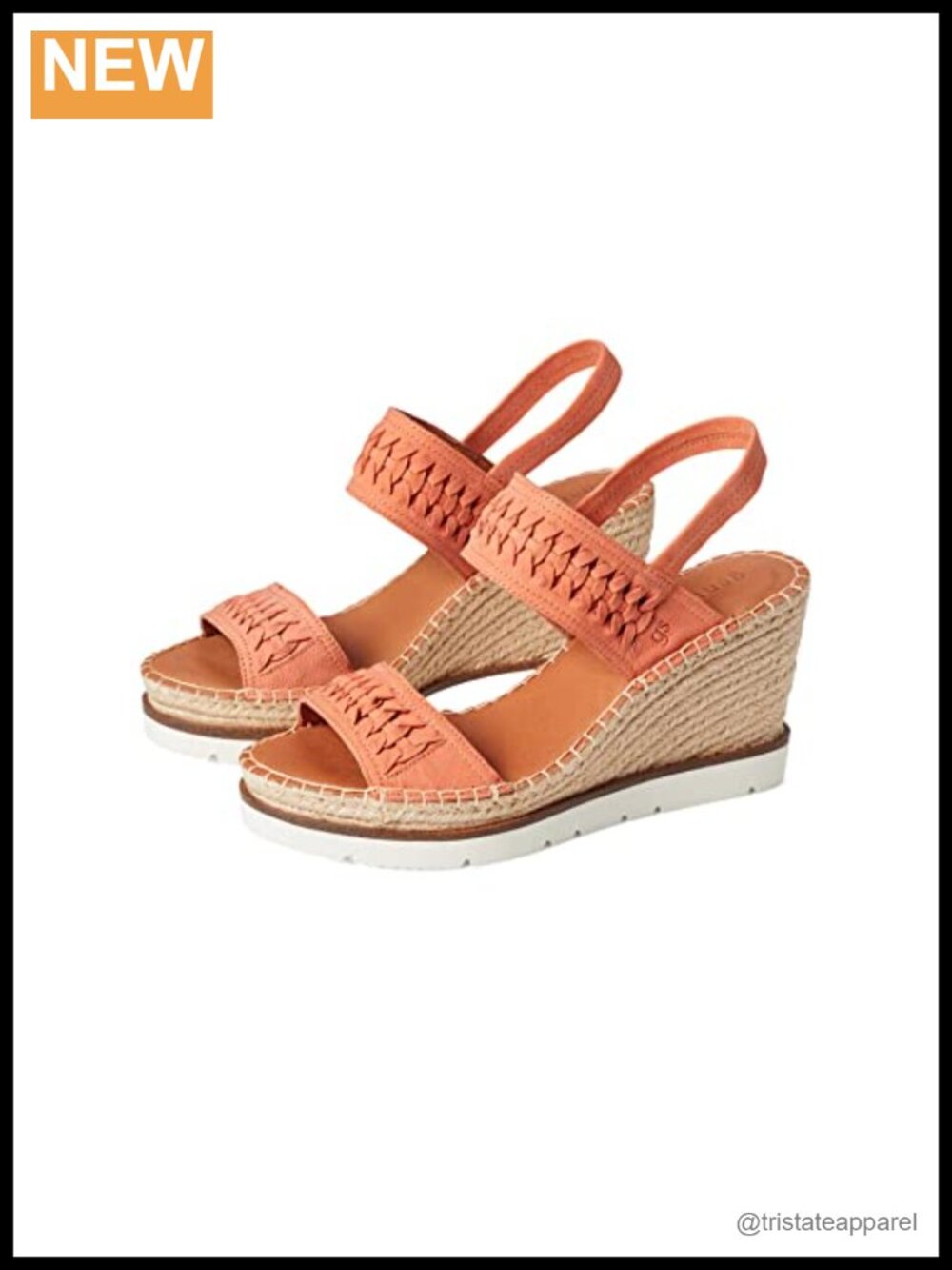 Two-Band Braid Leather Wedge Sandals Elastic Ankle Strap Comfort Outdoor